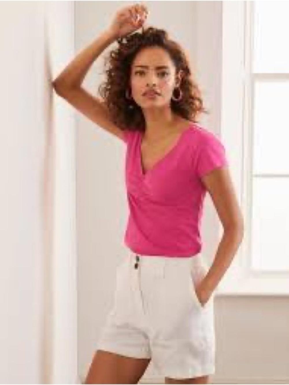 Boden Pink Julia Ruched Short Sleeve Tee